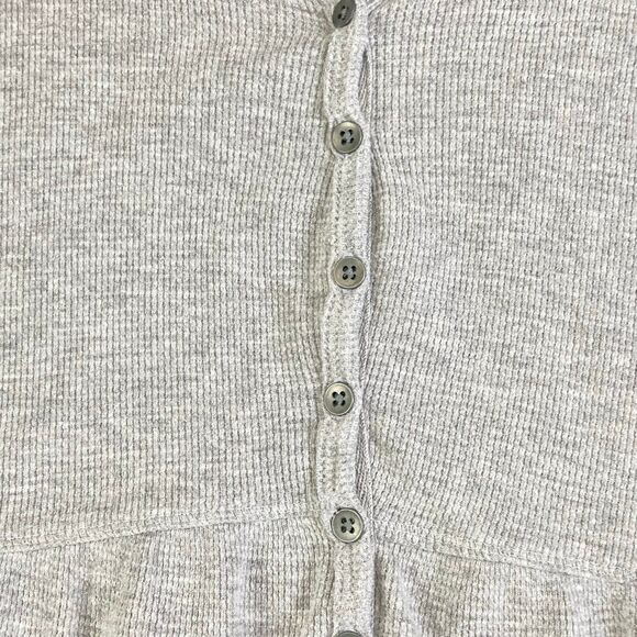 North Rivers Outfitters Sz Small Thermal Top Gray Half Button Shirt Babydoll - Picture 5 of 8